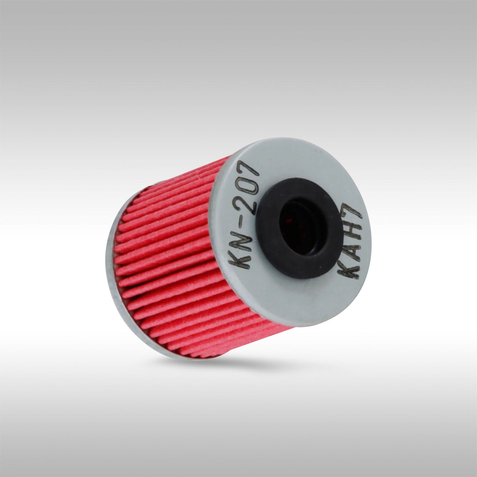 K&N oil filter, part number kn-207 on a gray background.
