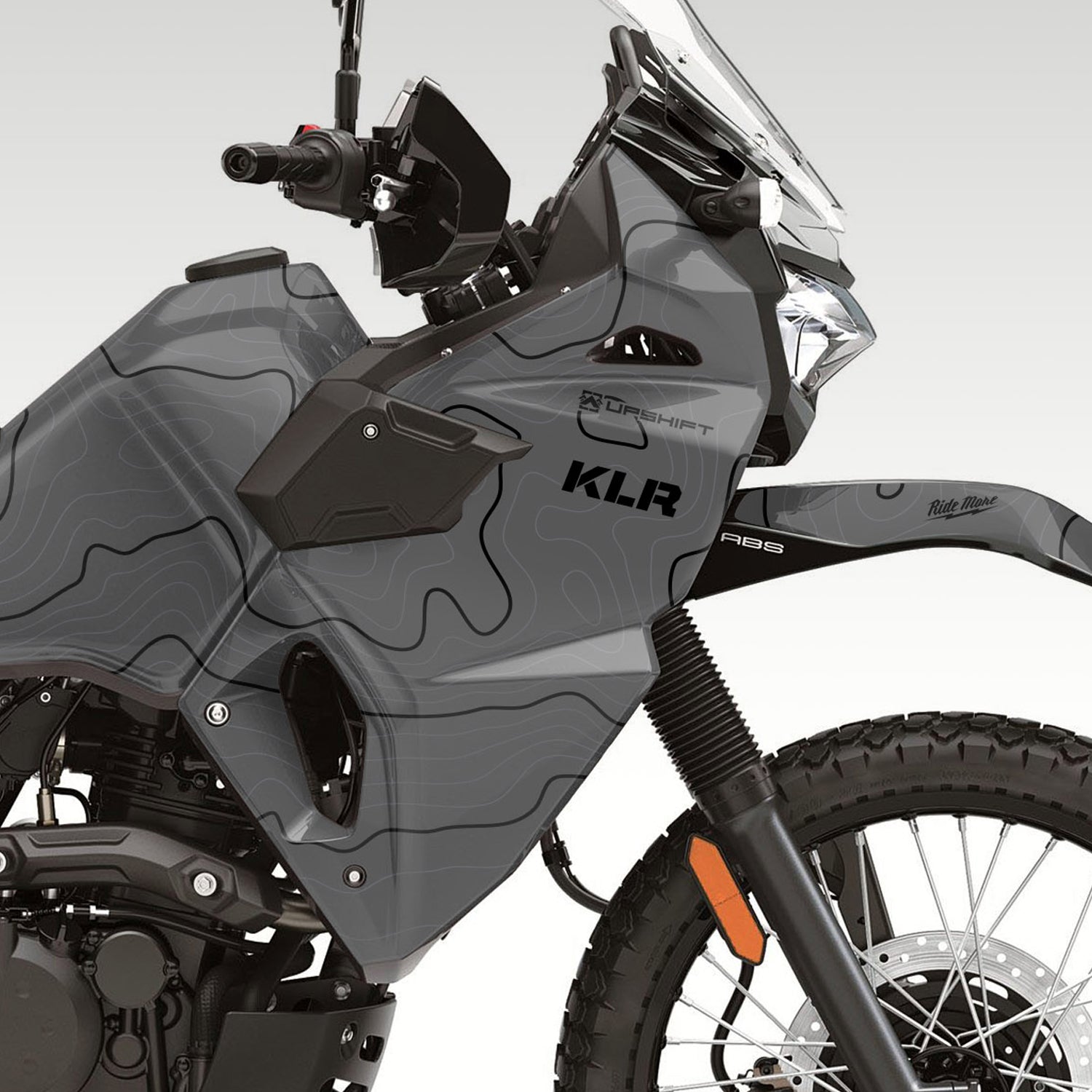 GRAPHICS KIT - 2022–2025 KAWASAKI KLR650 - GRAY TOPO - TMBR MOTO