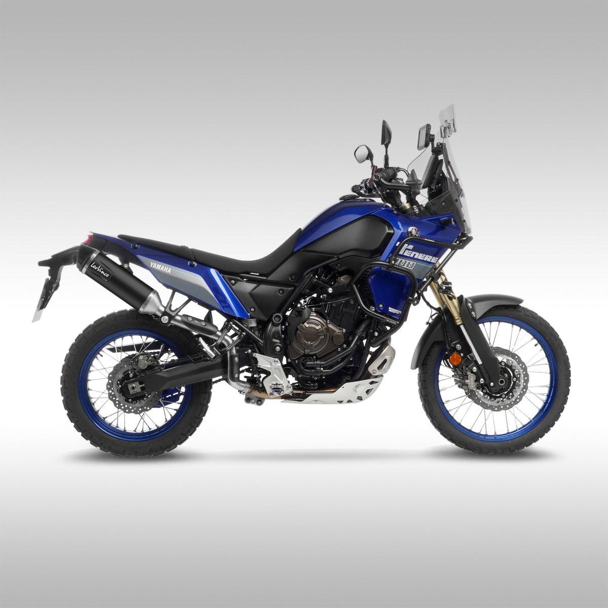 LeoVince black edition high mount exhaust installed on the Yamaha Tenere 700. 