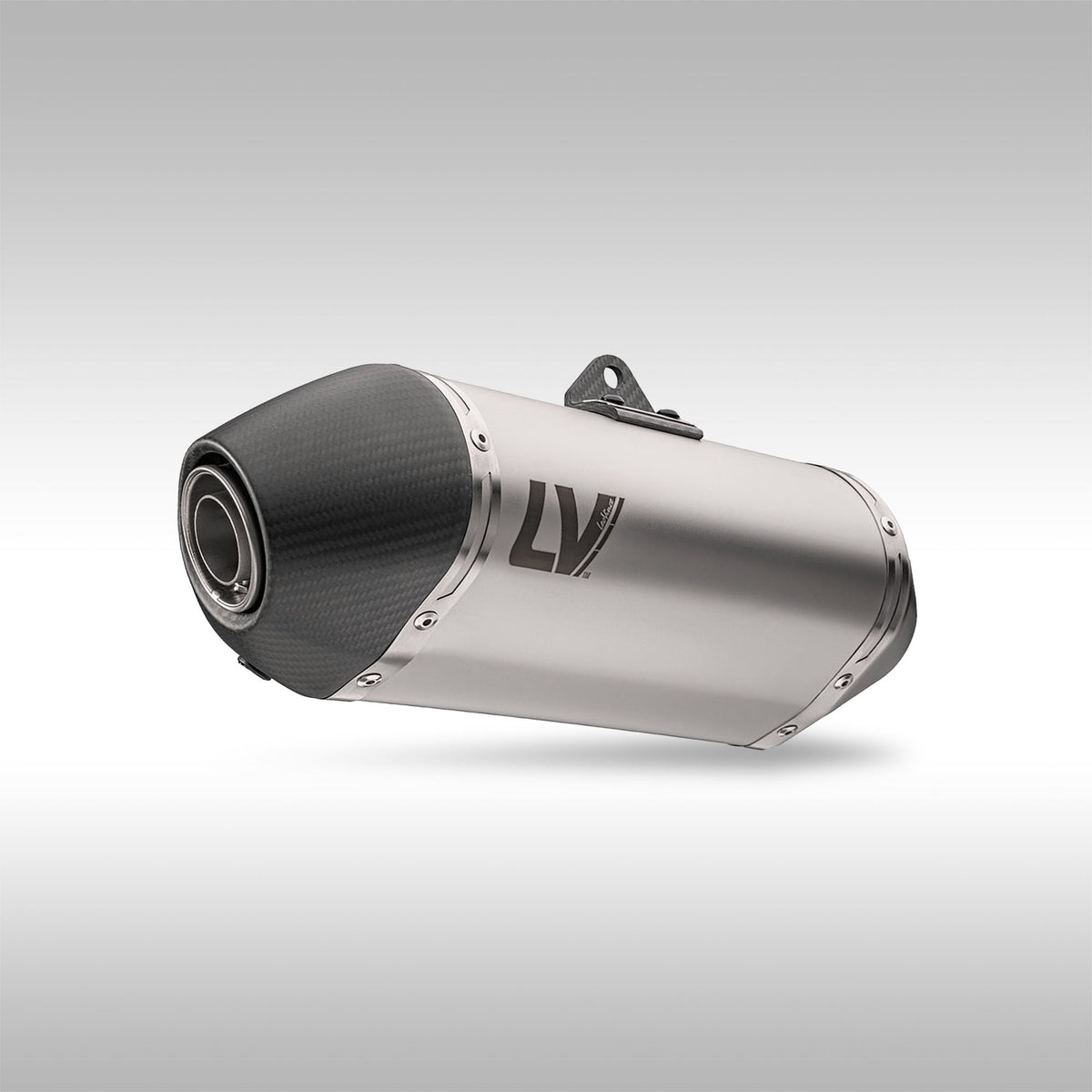 LeoVince LV-14 Slip-On Muffler CFMOTO Ibex 450 MT450 SS on gray background