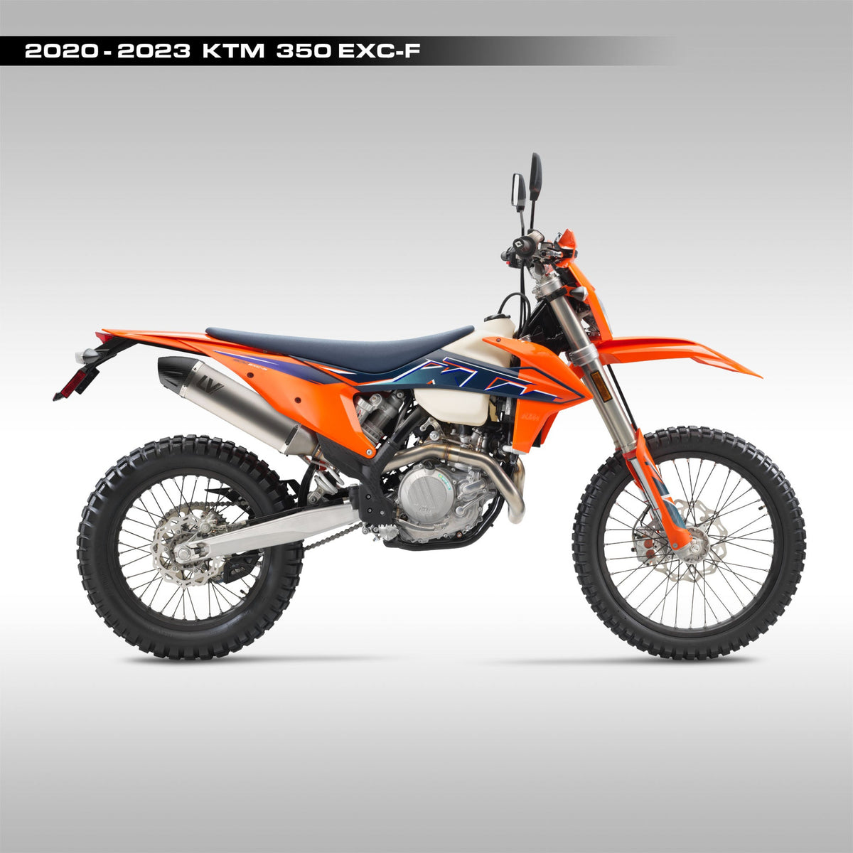 LeoVince LV-X EVO stainless steel slip-on exhaust with carbon fiber end cap for KTM and Husqvarna enduro models.