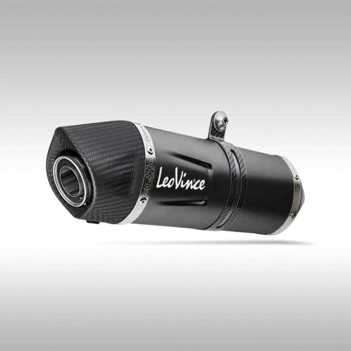 LeoVince LV One EVO slip-on exhaust muffler installed on a Kove 800X adventure motorcycle.