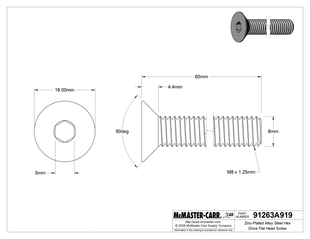 TMBR MOTO - REPLACEMENT BOLTS - M8 FLAT HEAD BARKBUSTER BAR END BOLTS