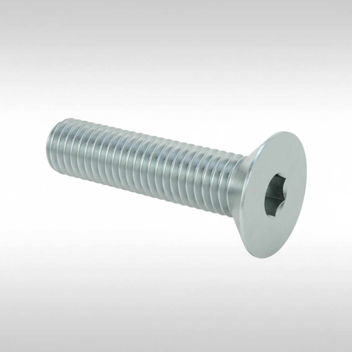 Countersunk flat head M8 steel bolt.