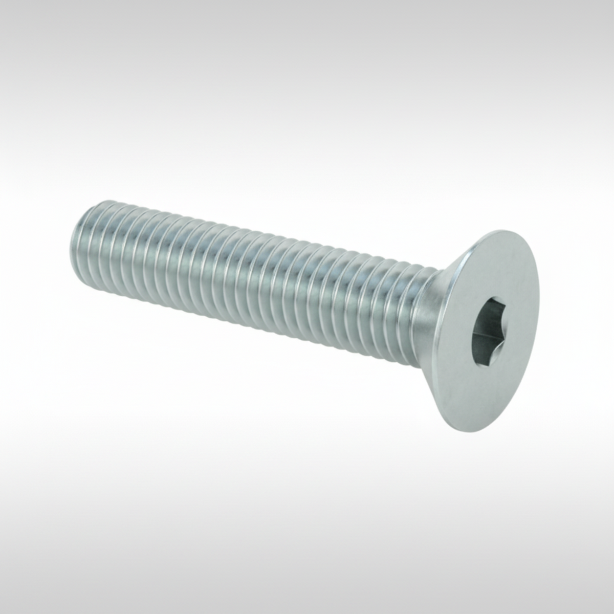 Countersunk flat head M8 steel bolt.