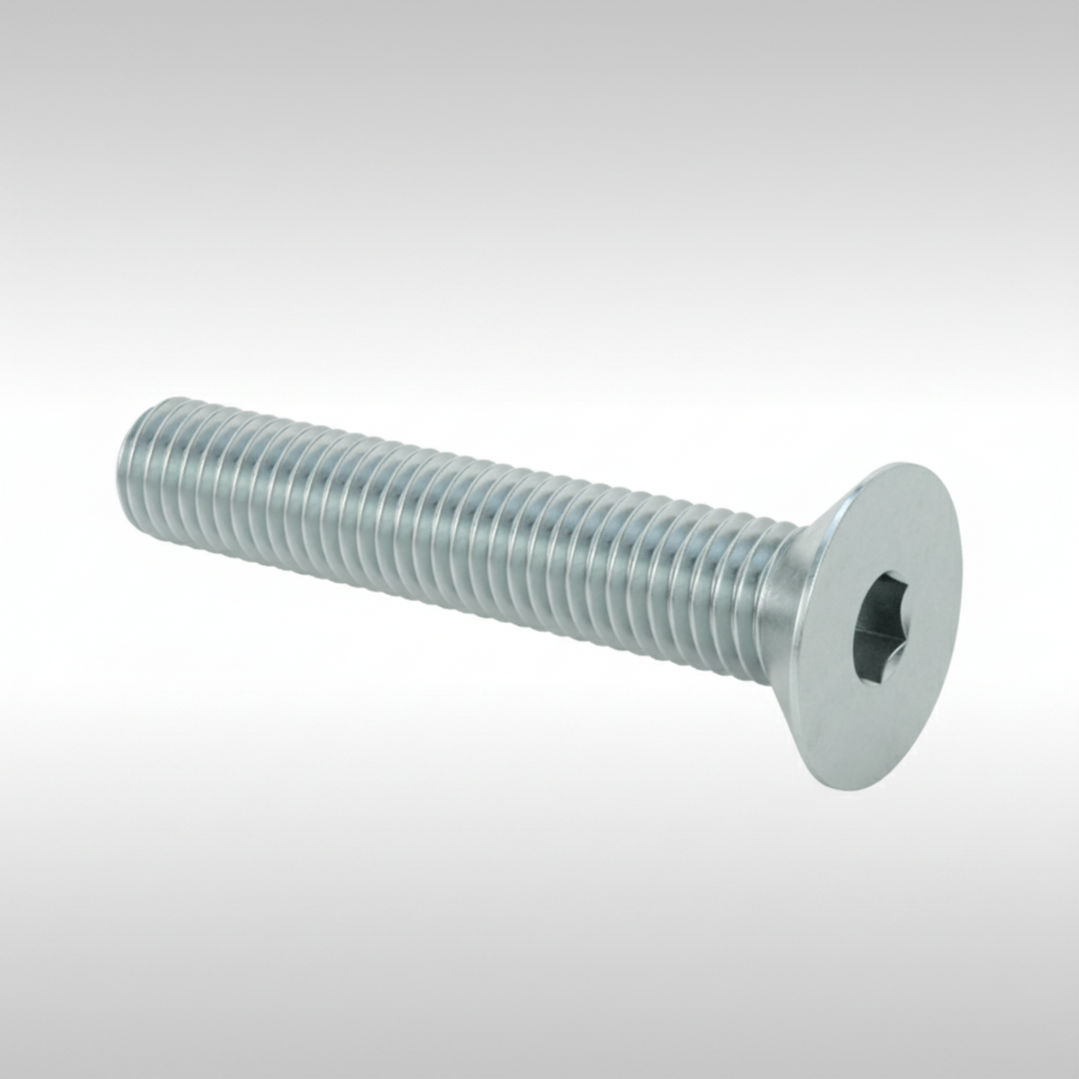 Countersunk flat head M8 steel bolt.