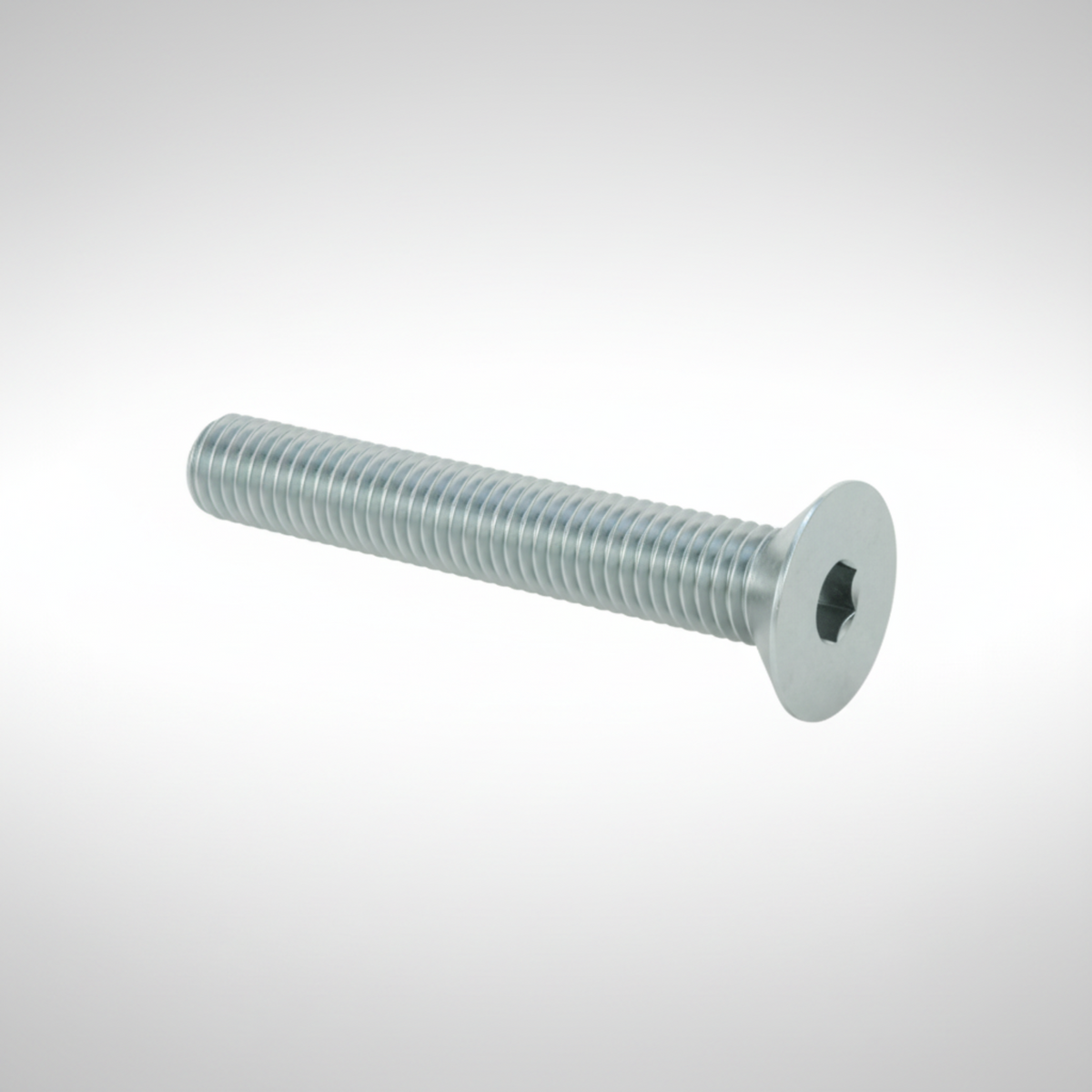 Countersunk flat head M8 steel bolt.