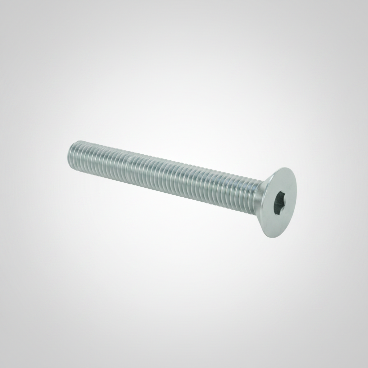 Countersunk flat head M8 steel bolt.