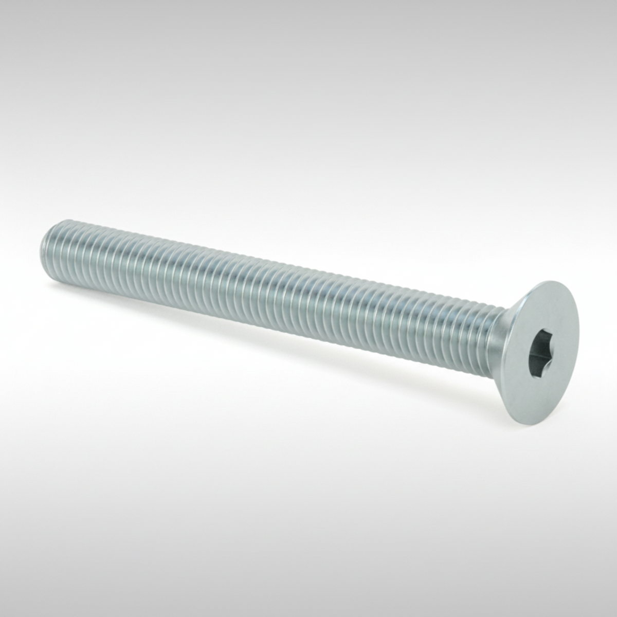 Countersunk flat head M8 steel bolt.
