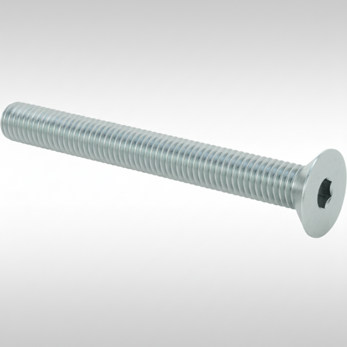 Countersunk flat head M8 steel bolt.