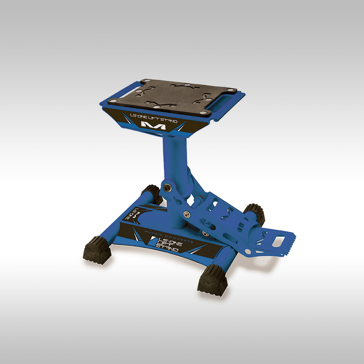 Matrix LS1 lift stand in Blue on a gray background