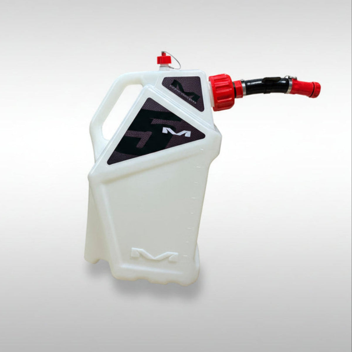 White HDPE utility jug on a gray background