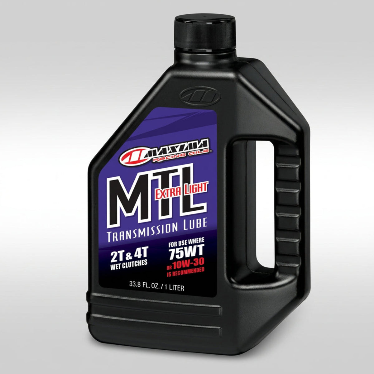 Maxima MTL transmission and clutch fluid bottle available in 75W, 80W, and 85W viscosities.