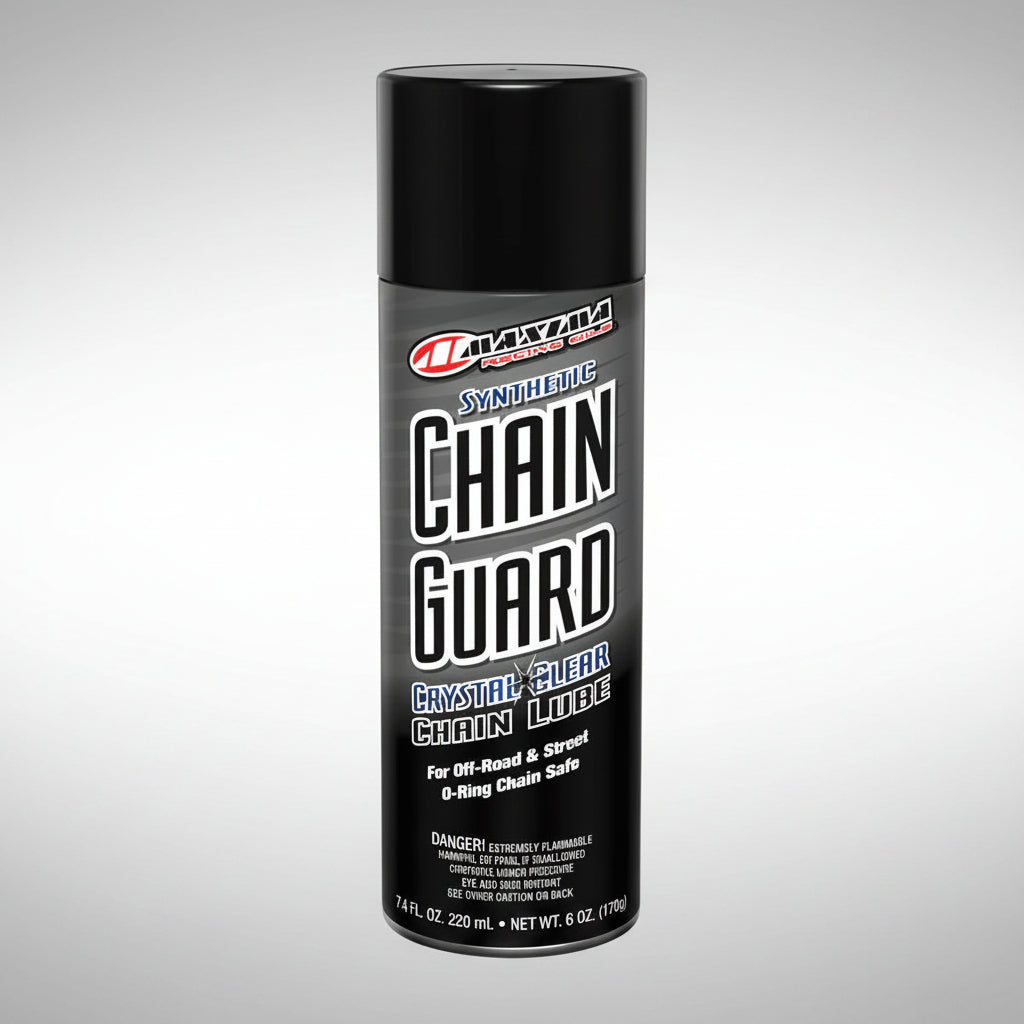 Aerosol can of Maxima Synthetic Chain Guard motorcycle chain lube.