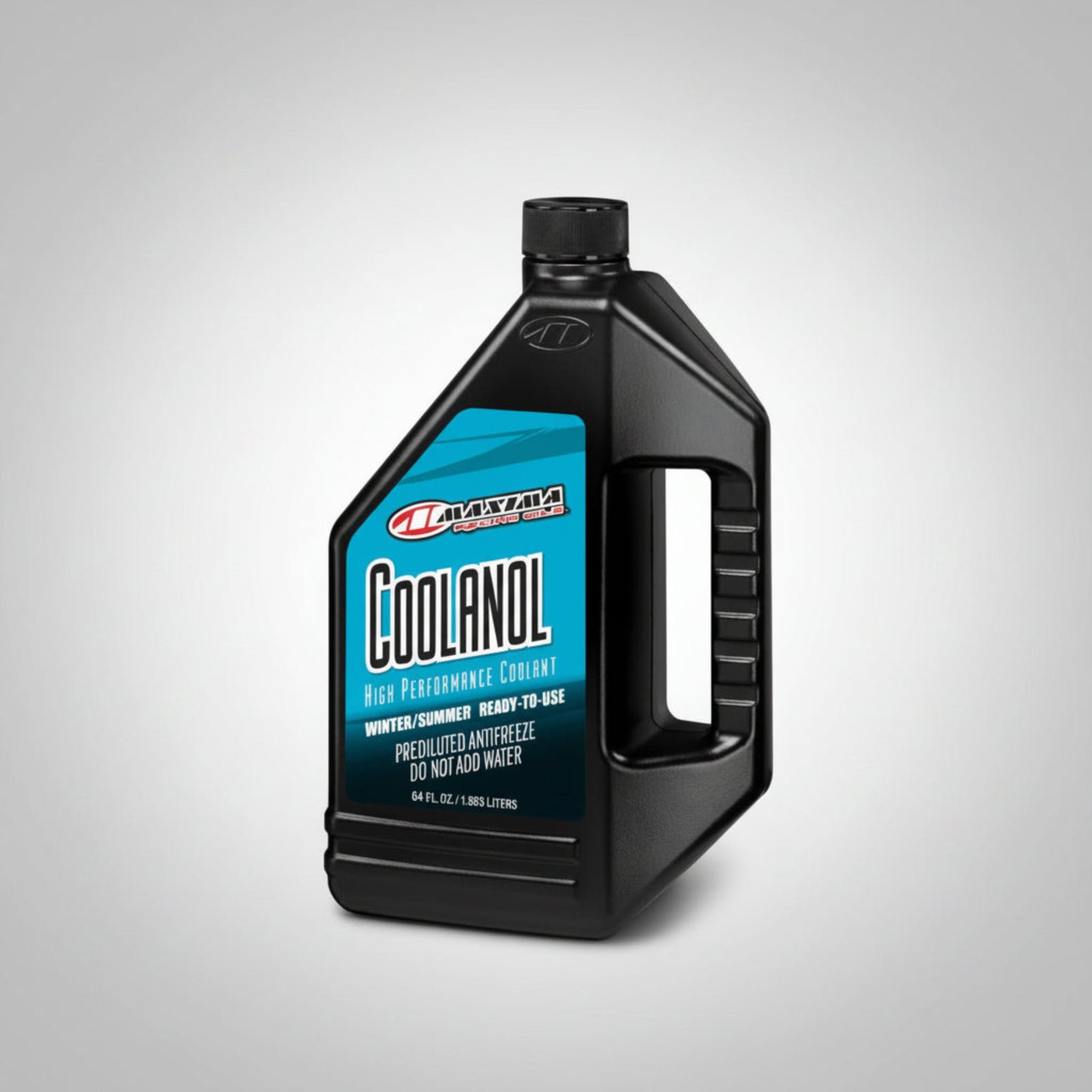 Black bottle of Maxima Coolanol high-performance coolant on a light gray background 82964
