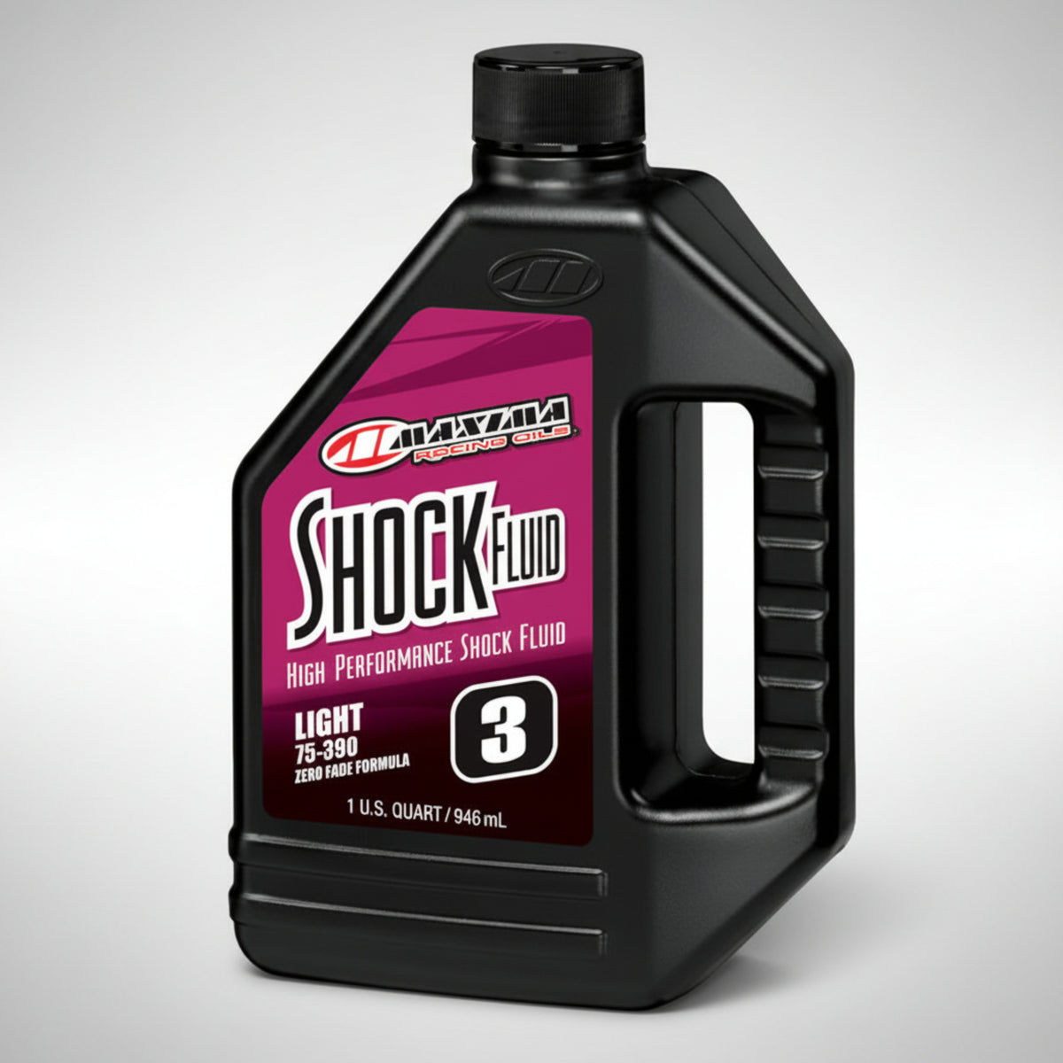 1 Quart bottle of Maxima Racing Shock Fluid for motorcycle and ATV suspensions.