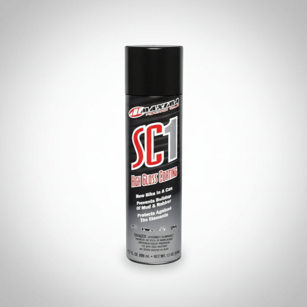 Maxima SC1 High Gloss Coating spray can on a light gray background