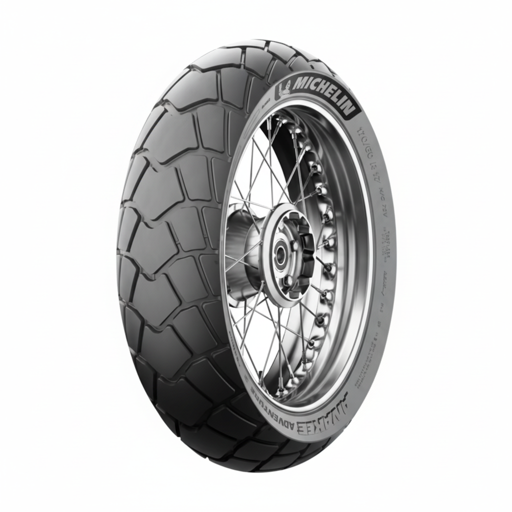 Motorcycle Anakee Adventure 2  tire with Michelin branding on a white background