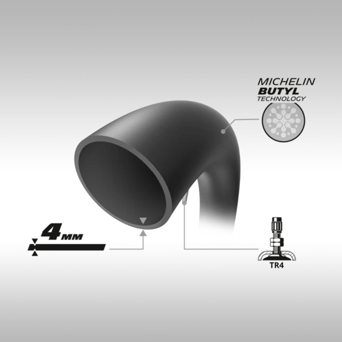 Michelin inner tube cross section with 4mm thick material at TMBR MOTO