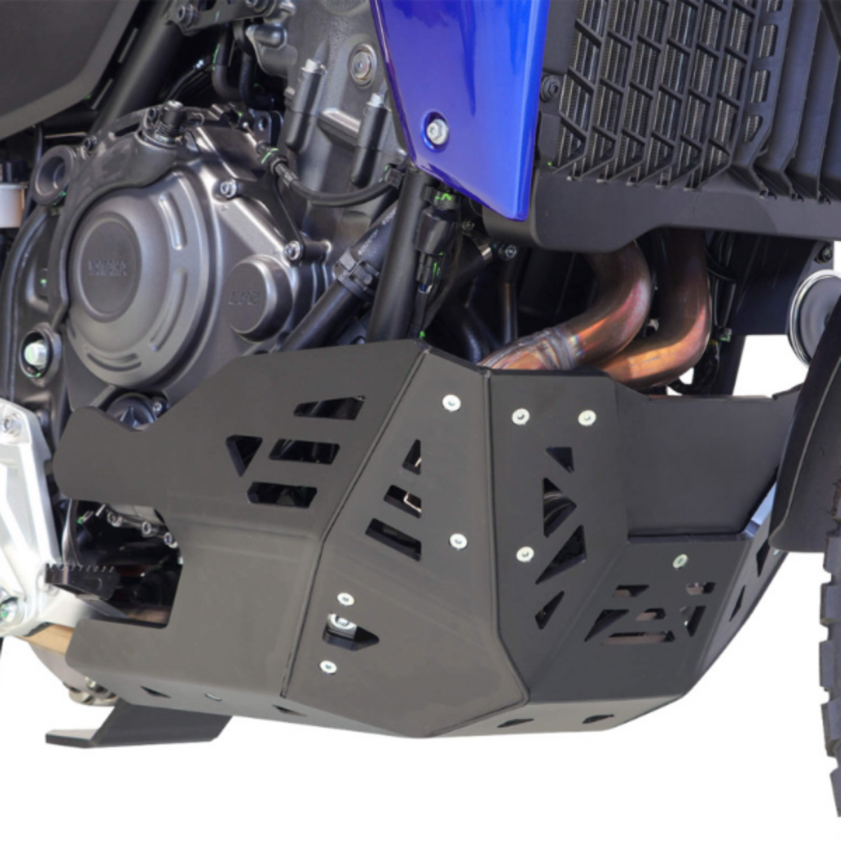 Moose Racing Pro LG 8mm HDPE skid plate installed on a Yamaha Tenere 700.