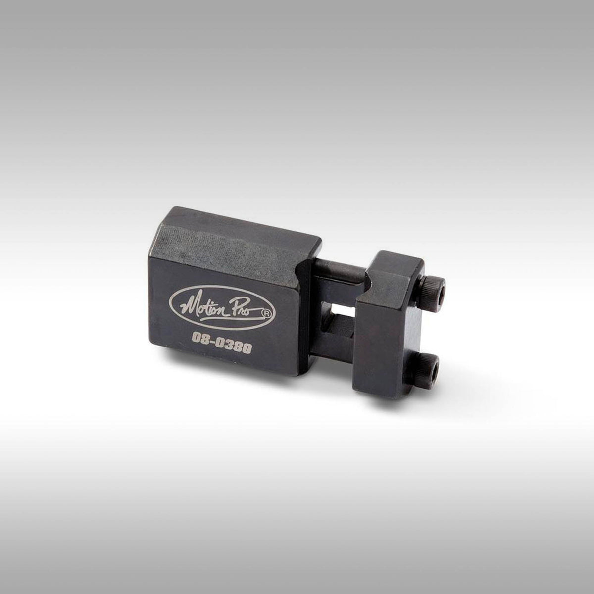 Motion Pro 08-0380 Adjustable Torque Wrench Adapter clamped to a box-end wrench.