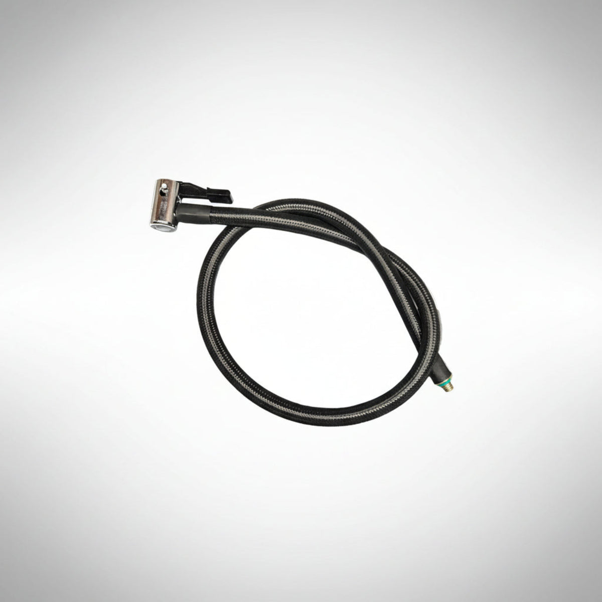 Replacement air hose with 90 degree chuck for the MotoPumps AirShop compressor. 