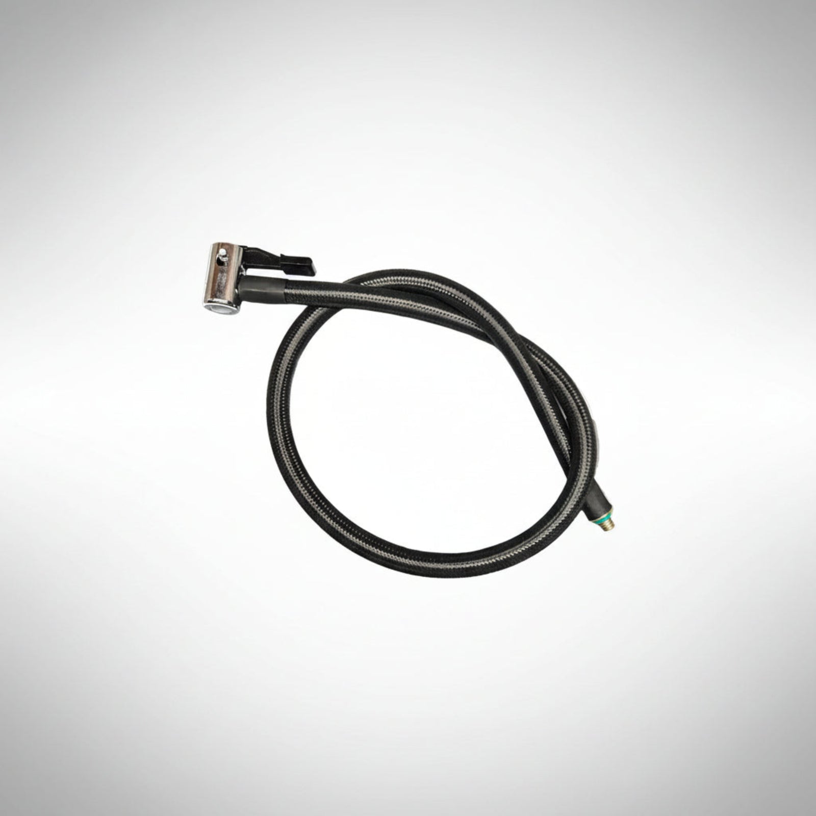 Replacement air hose with 90 degree chuck for the MotoPumps AirShop compressor. 
