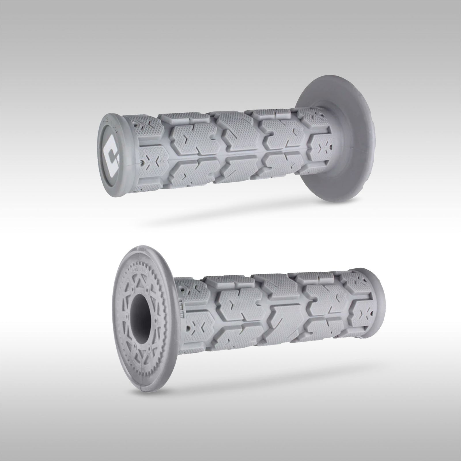 ODI single ply ROGUE motorcycle grips. Slightly larger profile for more comfort and control. Dirtbike, enduro, dualsport, motocross grips that are made in the USA.  Gray, Soft