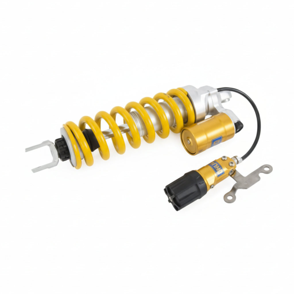 Ohlins shock absorber system on a white background