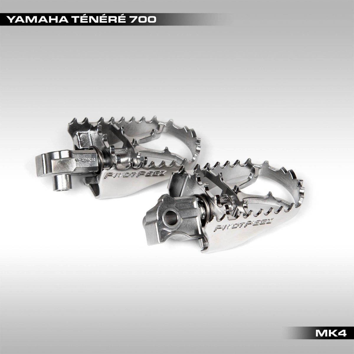 Pivot Pegz Mark 4 stainless steel pivoting foot pegs for the Yamaha Tenere 700.