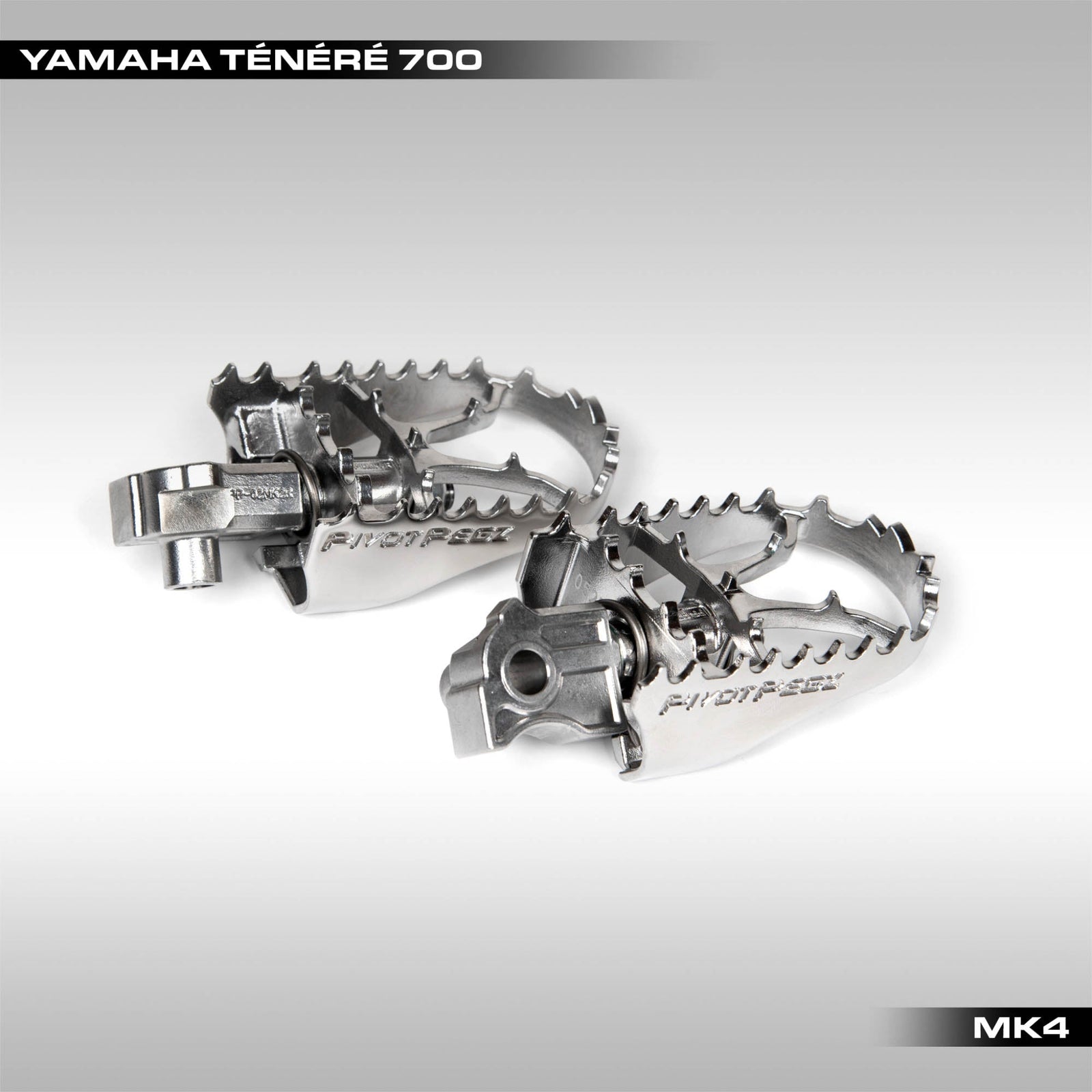 Pivot Pegz Mark 4 stainless steel pivoting foot pegs for the Yamaha Tenere 700.