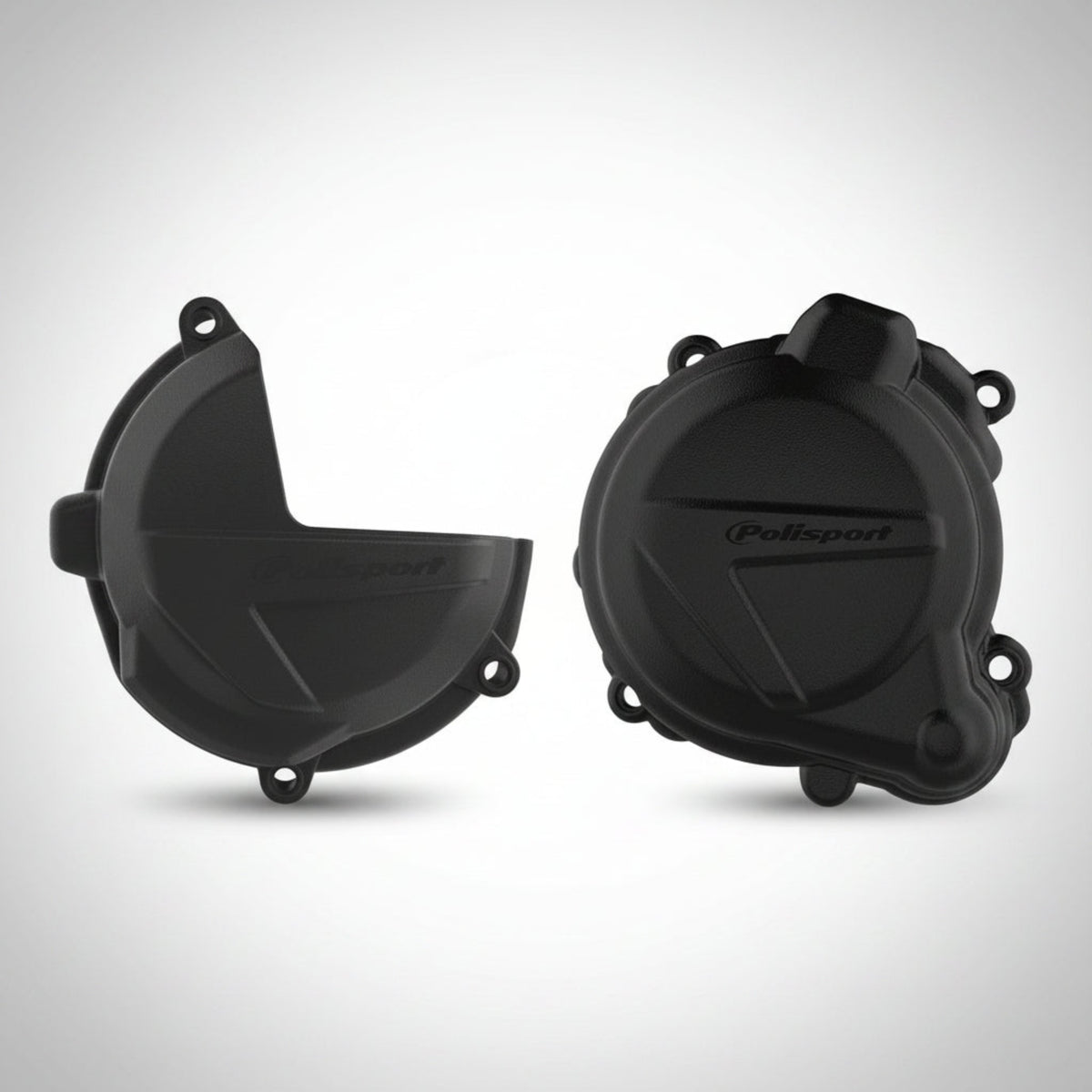 Polisport engine cover protection kit for Beta dirt bikes showing the clutch and ignition guards in black PA6 polymer.