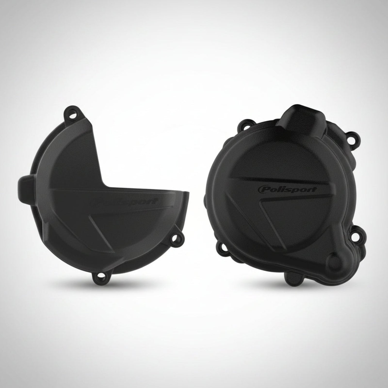 Polisport engine cover protection kit for Beta dirt bikes showing the clutch and ignition guards in black PA6 polymer.