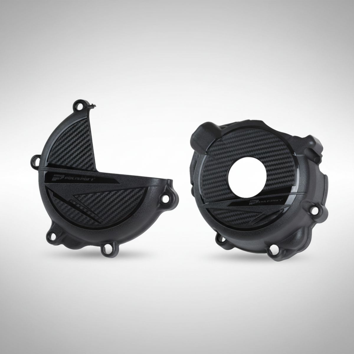 Polisport 91319 black PA6 polyamide engine cover protectors for the Suzuki DR-Z400.