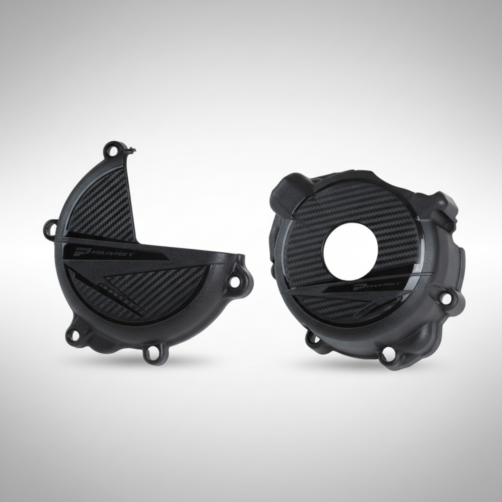 Polisport 91319 black PA6 polyamide engine cover protectors for the Suzuki DR-Z400.