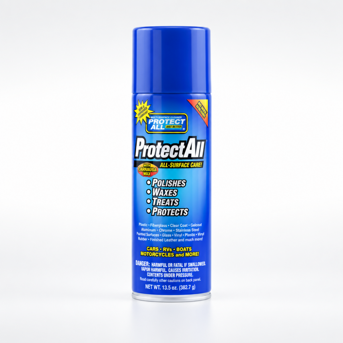 Protect All All-Surface Care cleaner and polish aerosol spray can for motorcycle detailing.