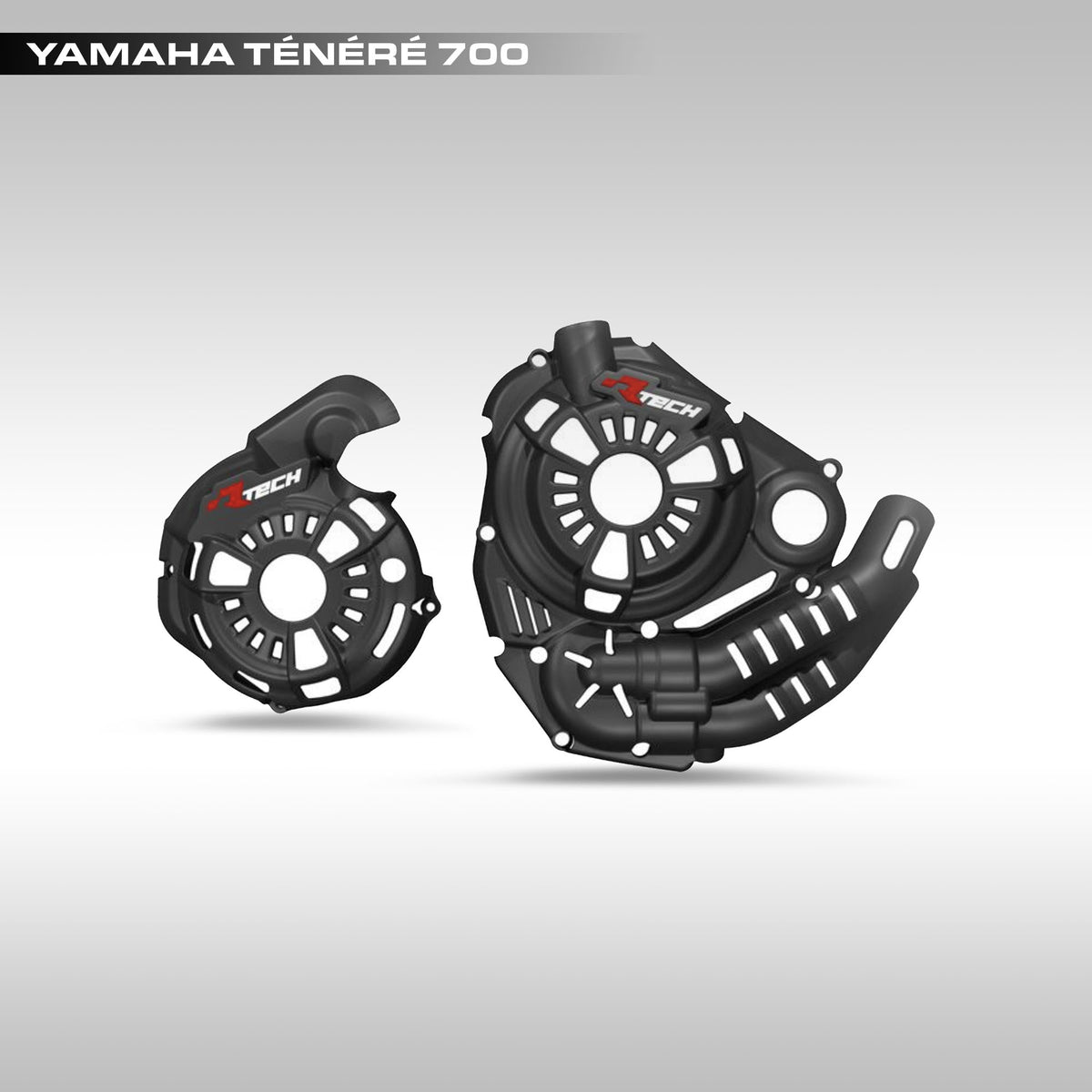 Two black clutch components with 'Xtech' branding on a gray background, featuring Yamaha Ténéré 700 text.