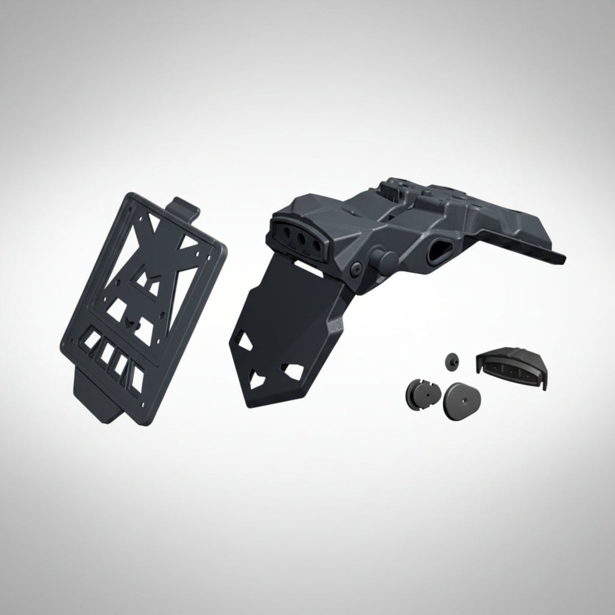 RTech license plate mount for Tenere 700 in black plastic