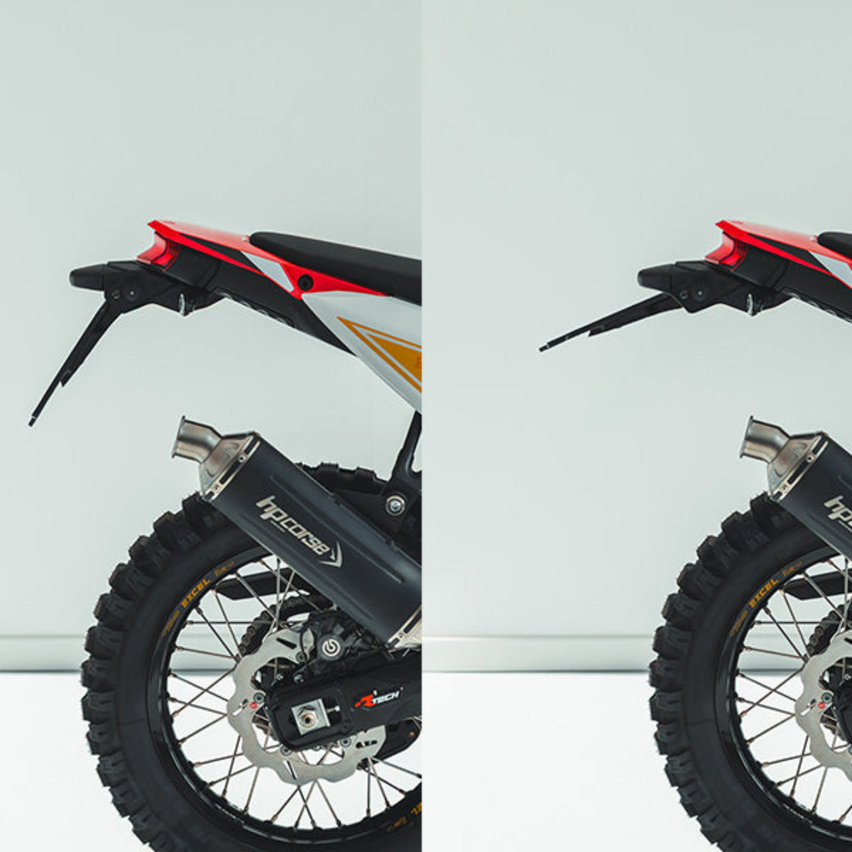 RTech license plate mount comparison image showing the adjustability.