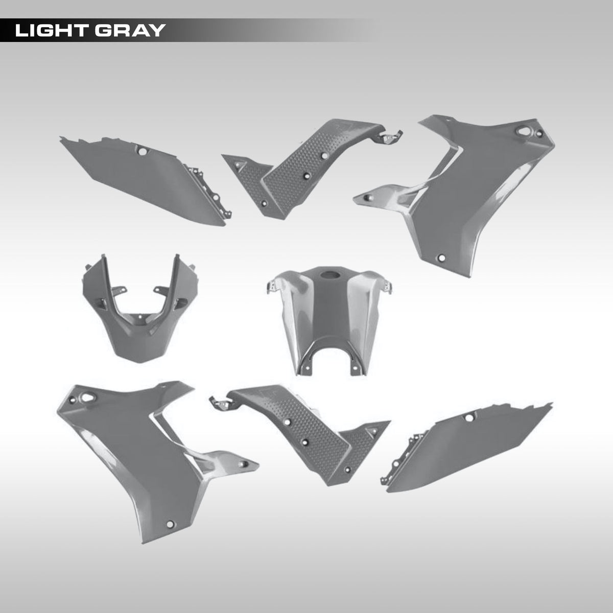 Light Gray RTech Revolution plastic kit for 2019 - 2024 Yamaha Tenere 700. Available in 14 color options.