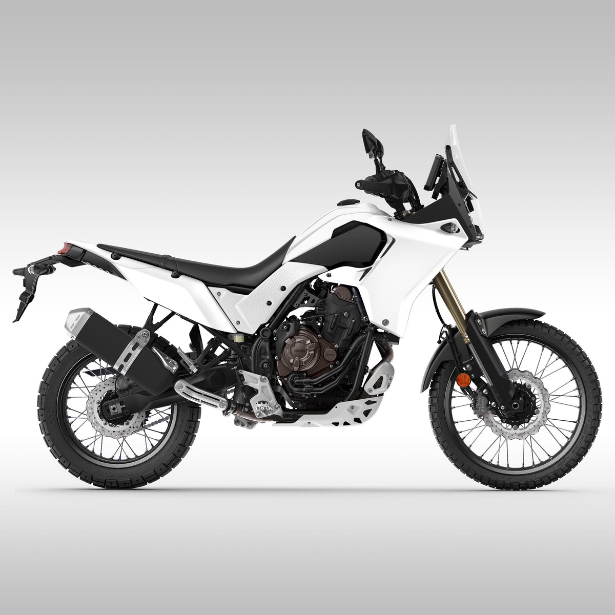 White RTech Revolution plastic kit for 2019 - 2024 Yamaha Tenere 700. Available in 14 color options. Side profile.