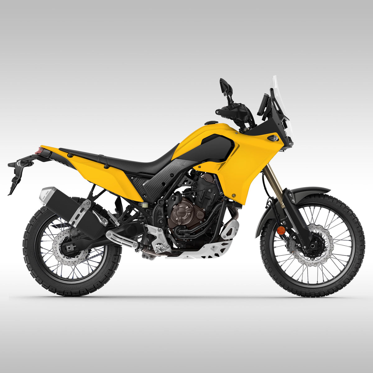 Yellow, Black RTech Revolution plastic kit for 2019 - 2024 Yamaha Tenere 700. Available in 14 color options. Side profile.