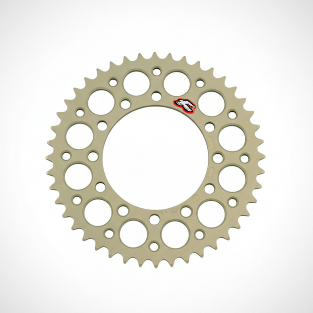 Renthal Ultralight hard anodized 44-tooth aluminum rear sprocket.
