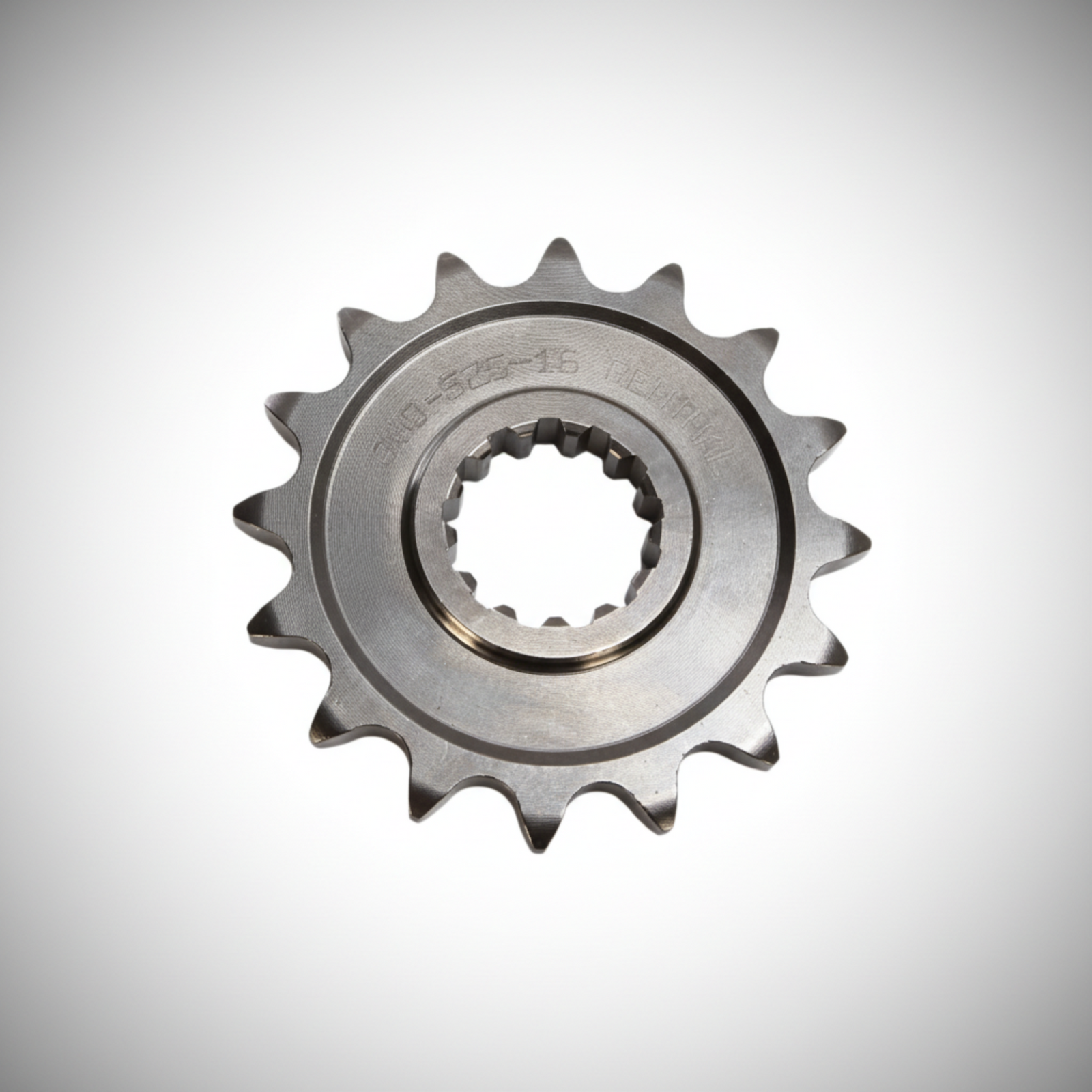 Renthal case-hardened steel front countershaft motorcycle sprocket, 16 tooth.