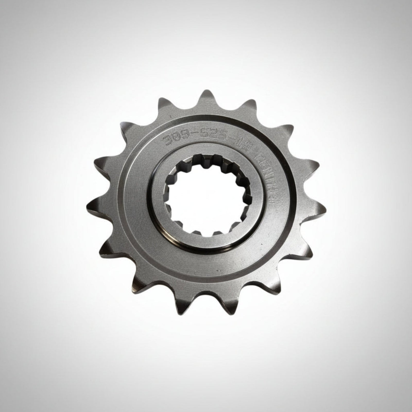 Renthal case-hardened steel front countershaft motorcycle sprocket, 15 tooth.