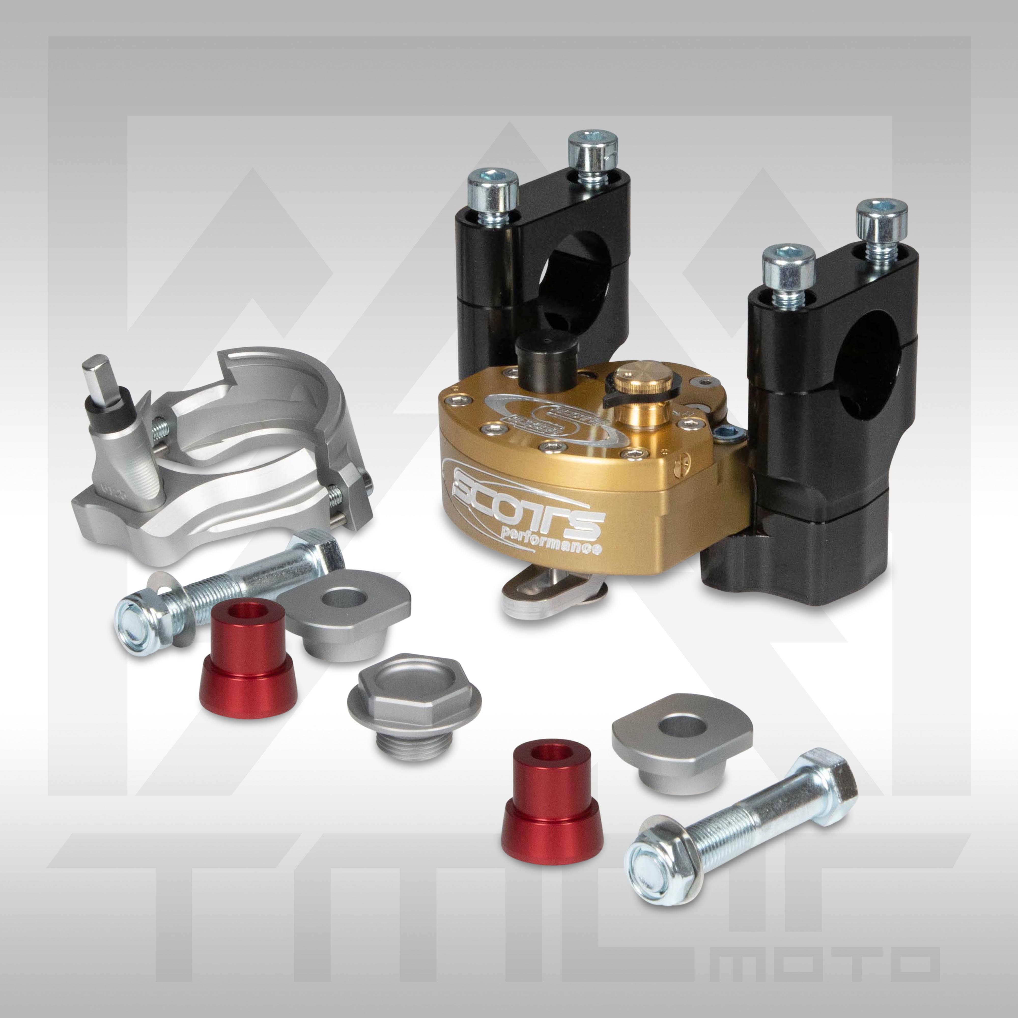 SCOTTS PERFORMANCE - ADJUSTABLE SOLID SUB-MOUNT STEERING DAMPER KIT - -  TMBR MOTO