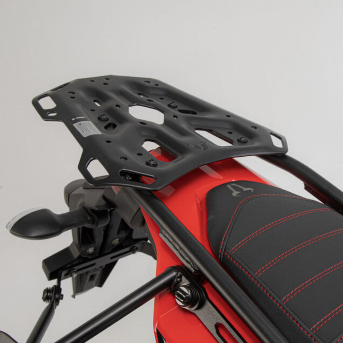 Black SW-Motech Adventure-Rack rear luggage rack installed on a Yamaha Tenere 700.