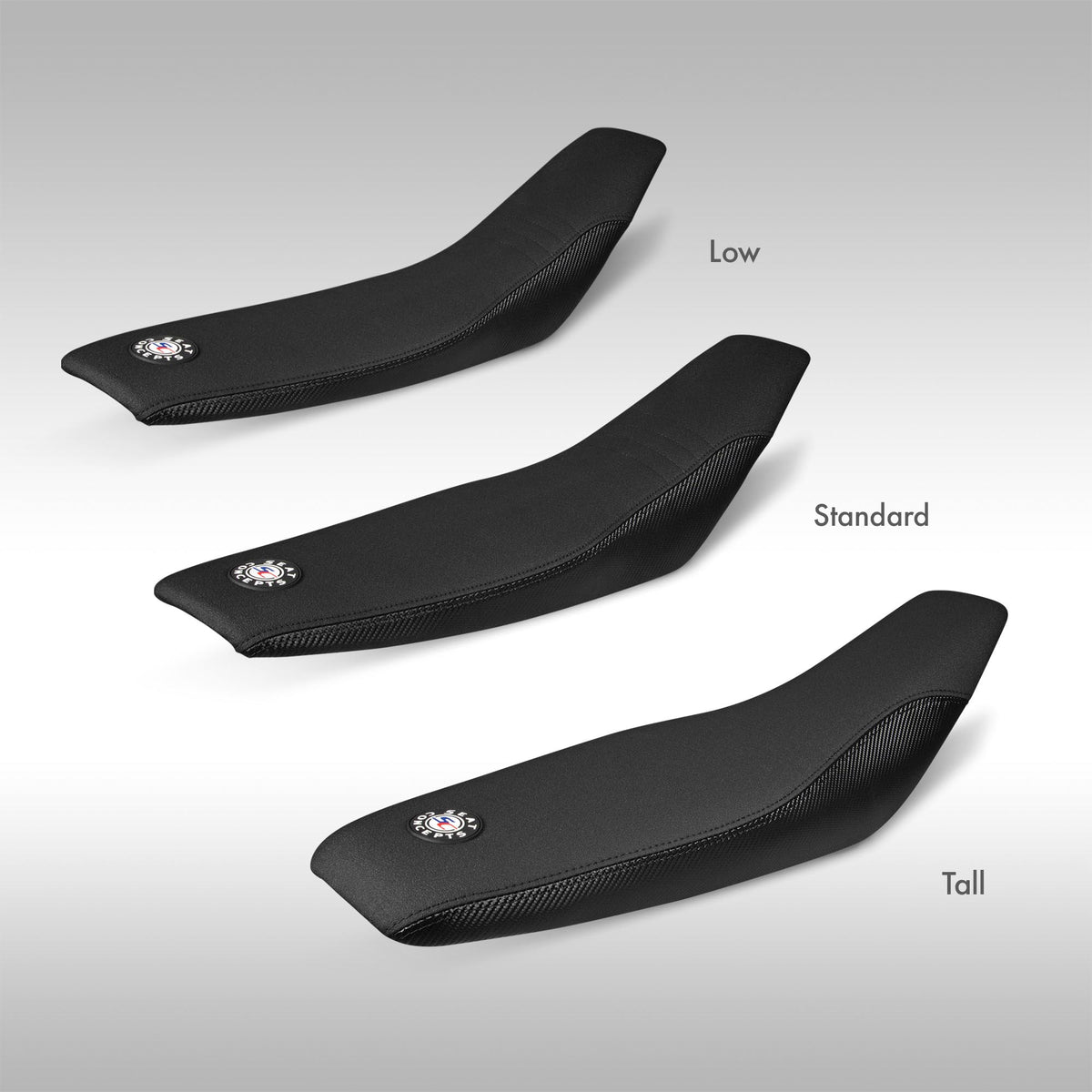 Seat Concepts Comfort 2020 HUS FE TE with blue thread all heights blue labeled on a light gray background.