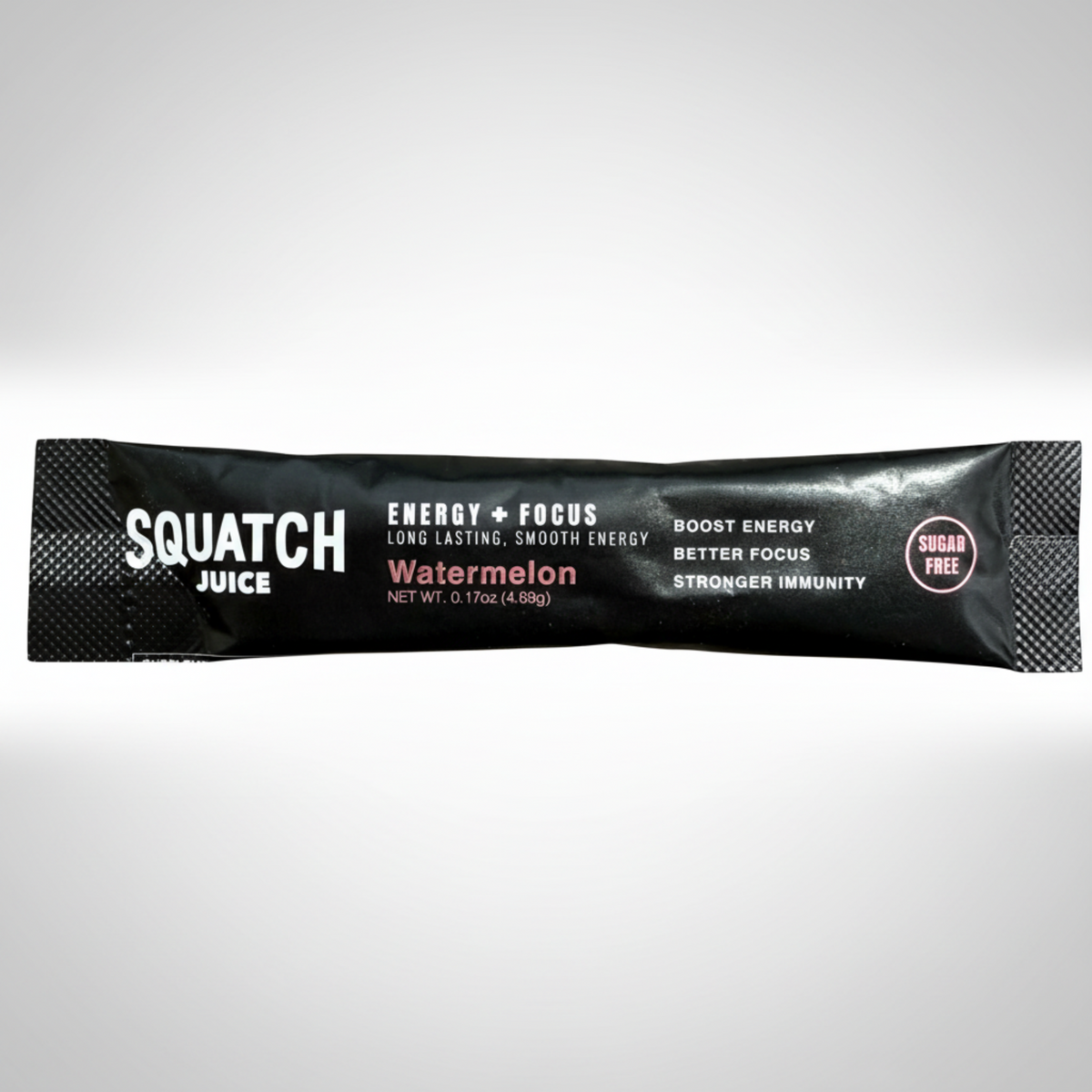 Squatch Juice watermelon energy stick pack on a white background