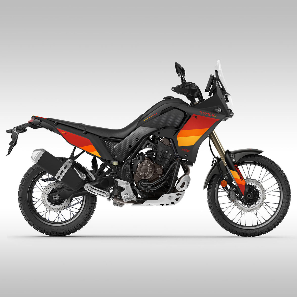 2019 - 2024 YAMAHA TENERE 700 - RTECH BLACK / RED / ORANGE STRIPE - GRAPHICS KIT